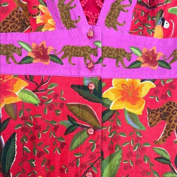 FARM Rio Solar Forest V-Neck Midi Dress NWOT Size S - Picture 7 of 9